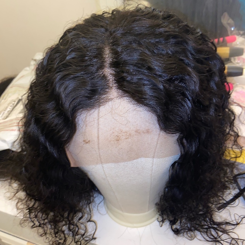 Human hair wig 16 inch water wave